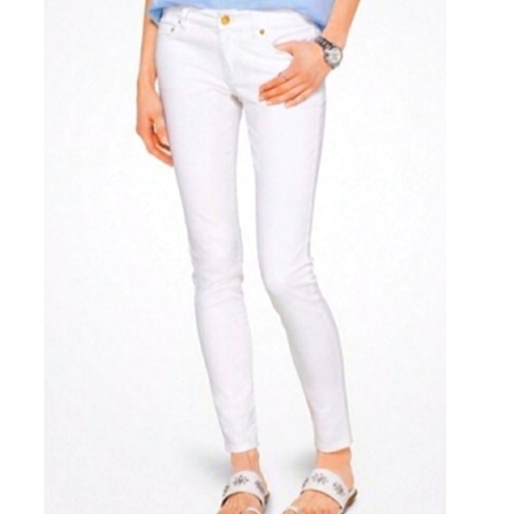 Michael Kors Izzy Skinny Jeans White Designer Curvy Mid Rise Ankle Summer